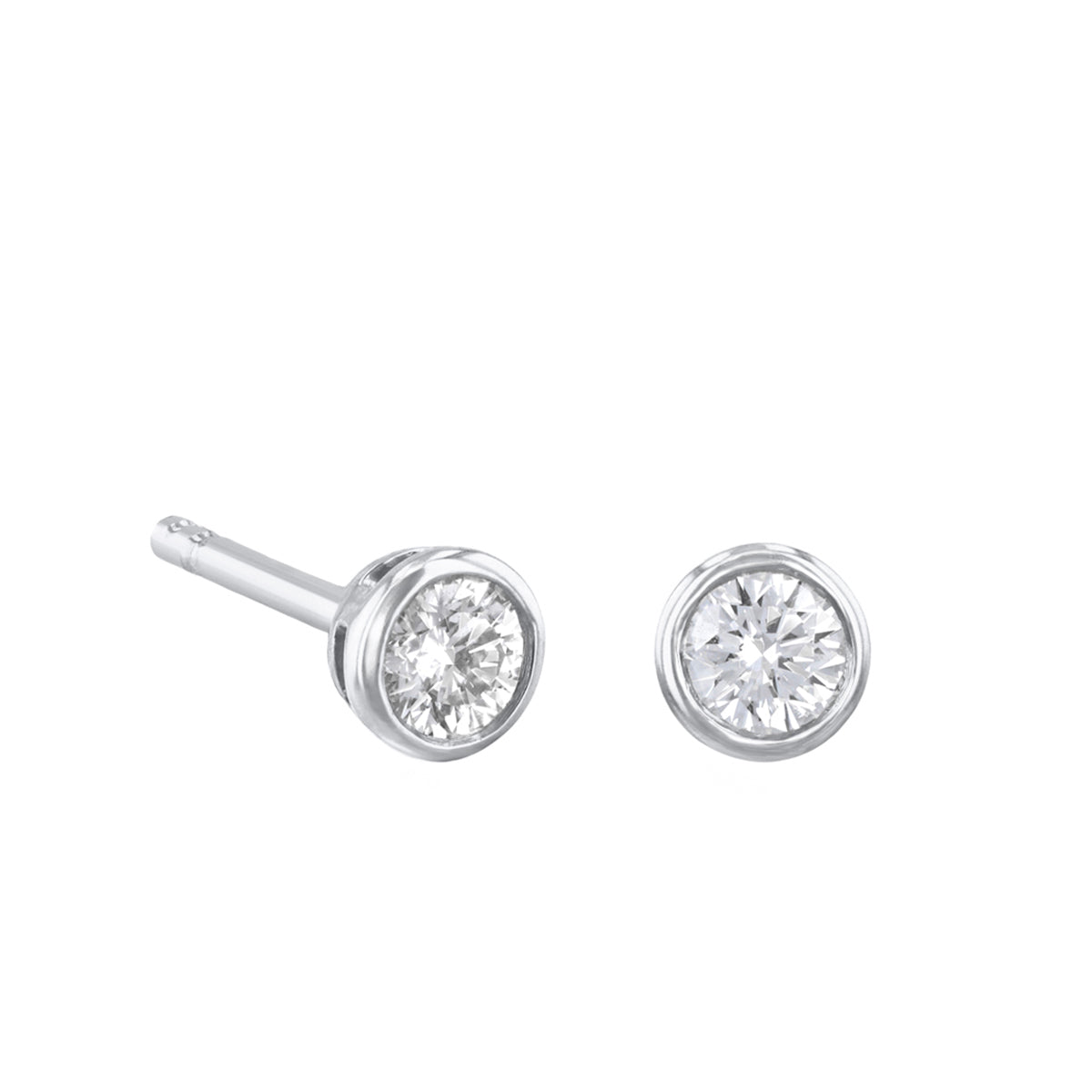 Everyday Diamonds Brilliant Cut Bezel Set Earrings | 9K White Gold