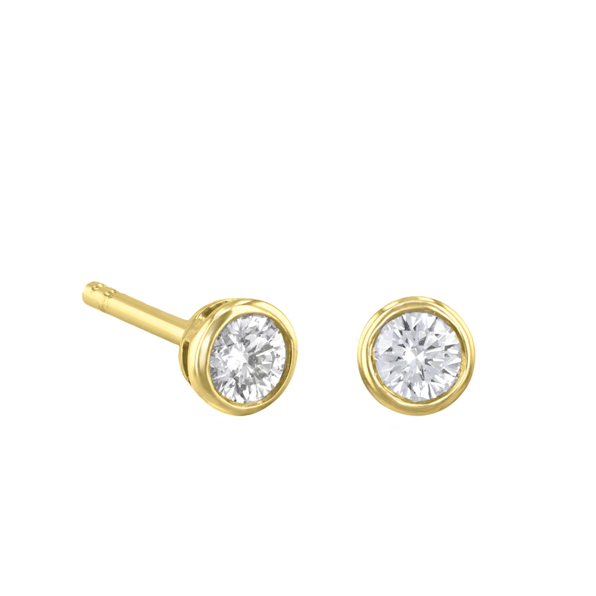Everyday Diamonds Brilliant Cut Bezel Set Stud Earrings | 9K Yellow Gold