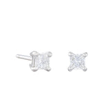 0.30ct Princess Cut Diamond Stud Earrings | Pre-Loved | 18K White Gold