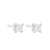 0.30ct Princess Cut Diamond Stud Earrings | Pre-Loved | 18K White Gold
