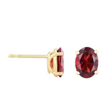 Birthstone Collection 2.91ct Oval Garnet Earrings | 9K Yellow Gold