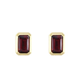Birthstone Collection 1.37ct Emerald Cut Garnet Stud Earrings | 9K Yellow Gold