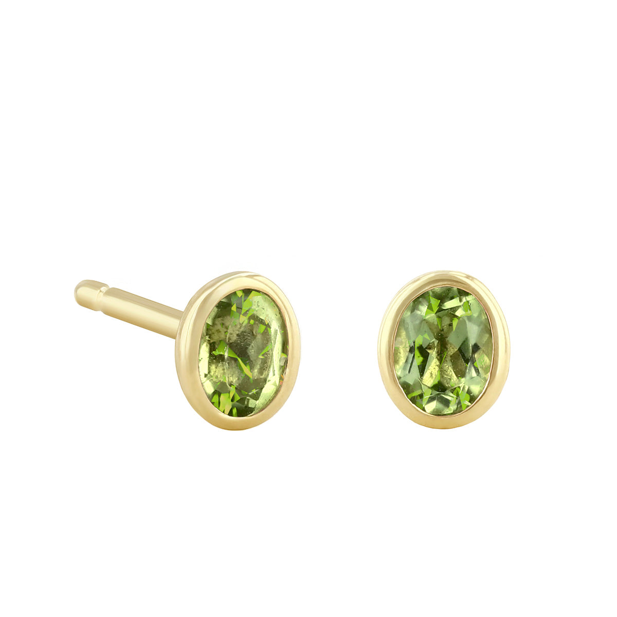Birthstone Collection Oval Bezel Set Stud Earrings | 9K Yellow Gold