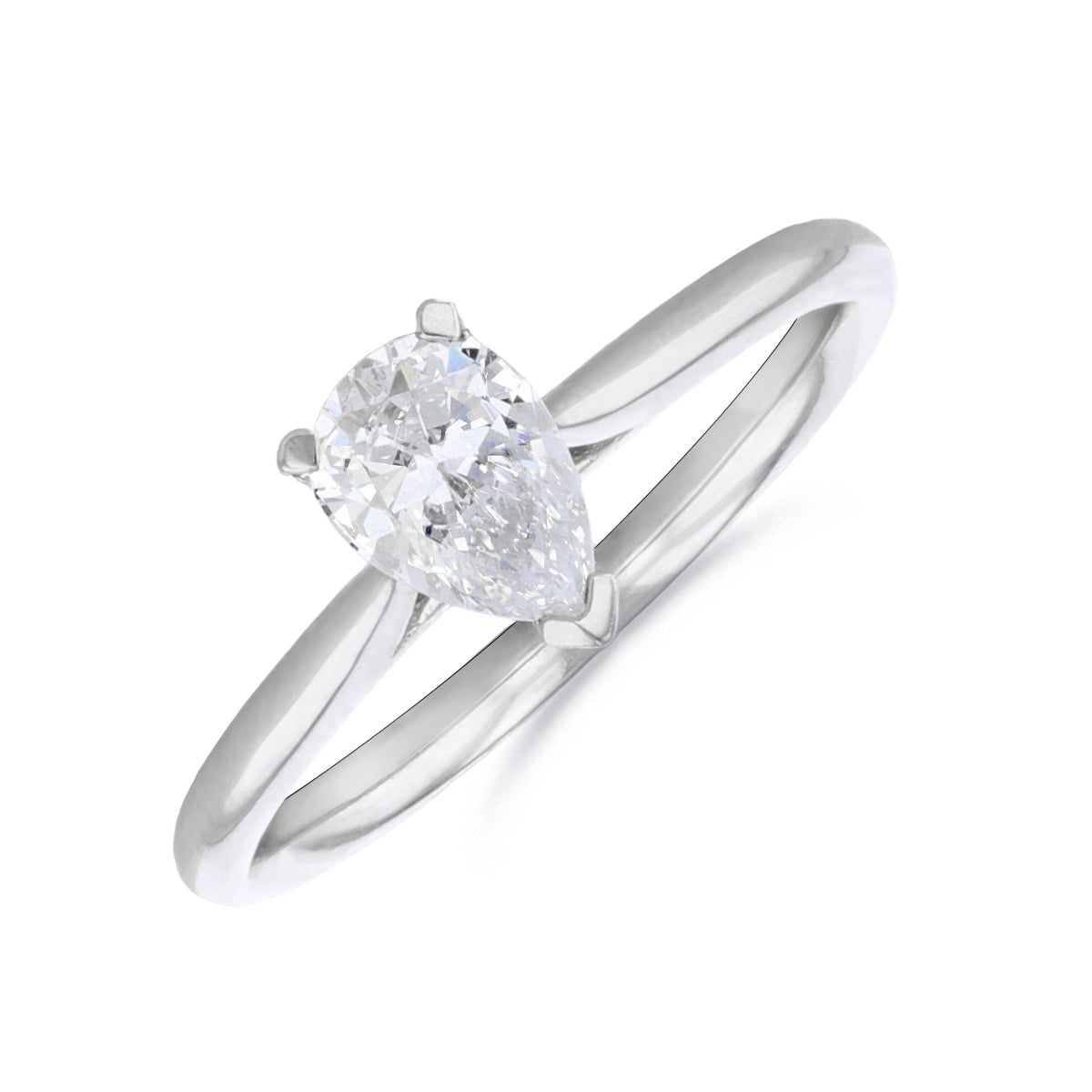 1.00ct Ophelia Pear Cut Diamond Solitaire Engagement Ring | 18ct White Gold