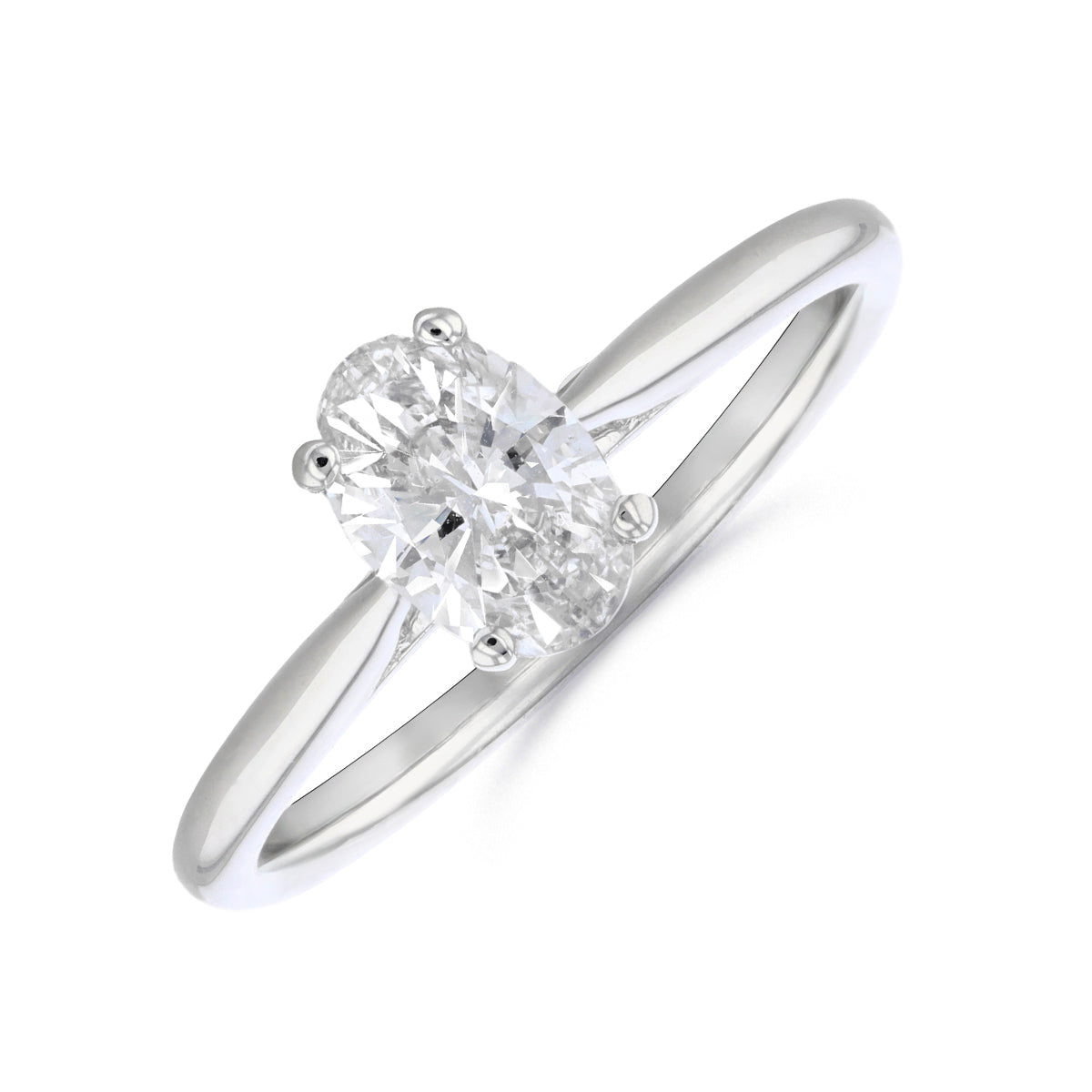 0.50ct Ophelia Oval Cut Diamond Solitaire Engagement Ring | 18ct White Gold