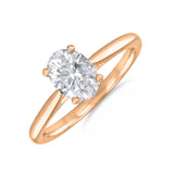 1.00ct Ophelia Oval Cut Diamond Solitaire Engagement Ring | 18ct Rose Gold