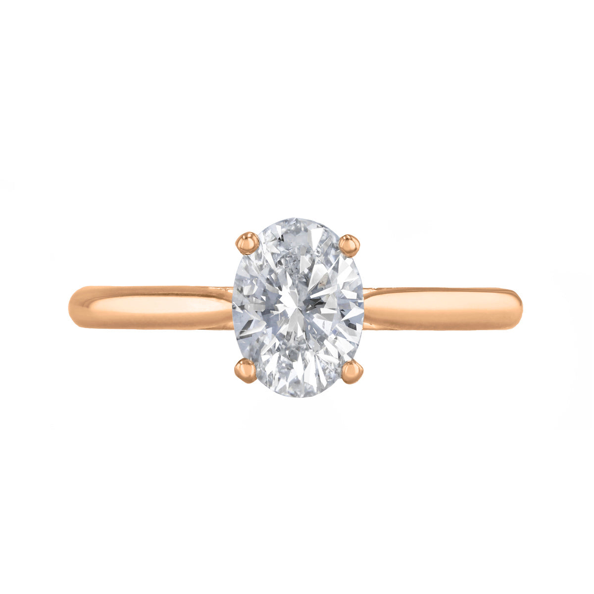 1.00ct Ophelia Oval Cut Diamond Solitaire Engagement Ring | 18ct Rose Gold