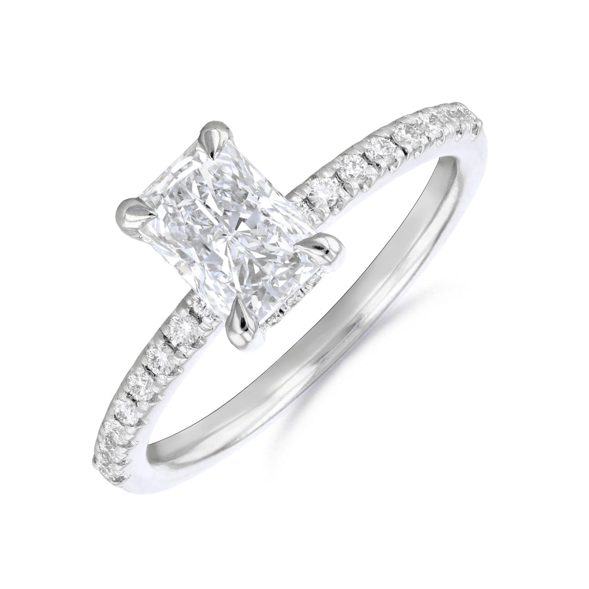 0.35ct Fleur Shoulder Set Radiant Cut Diamond Solitaire Engagement Ring | 18ct Yellow Gold