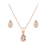 Pear Cut Morganite Earrings and Necklace Set | 9K Rose Gold