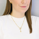 Fancy Link Heart & T-Bar Necklace | Pre-Loved | 9K Yellow Gold