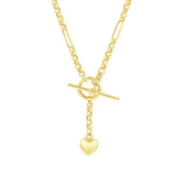 Fancy Link Heart & T-Bar Necklace | Pre-Loved | 9K Yellow Gold