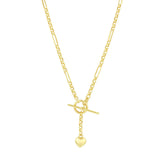 Fancy Link Heart & T-Bar Necklace | Pre-Loved | 9K Yellow Gold