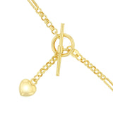 Fancy Link Heart & T-Bar Necklace | Pre-Loved | 9K Yellow Gold