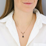 Garnet Pear & Round Cut Drop Necklace | Pre-Loved | 9K Yellow Gold
