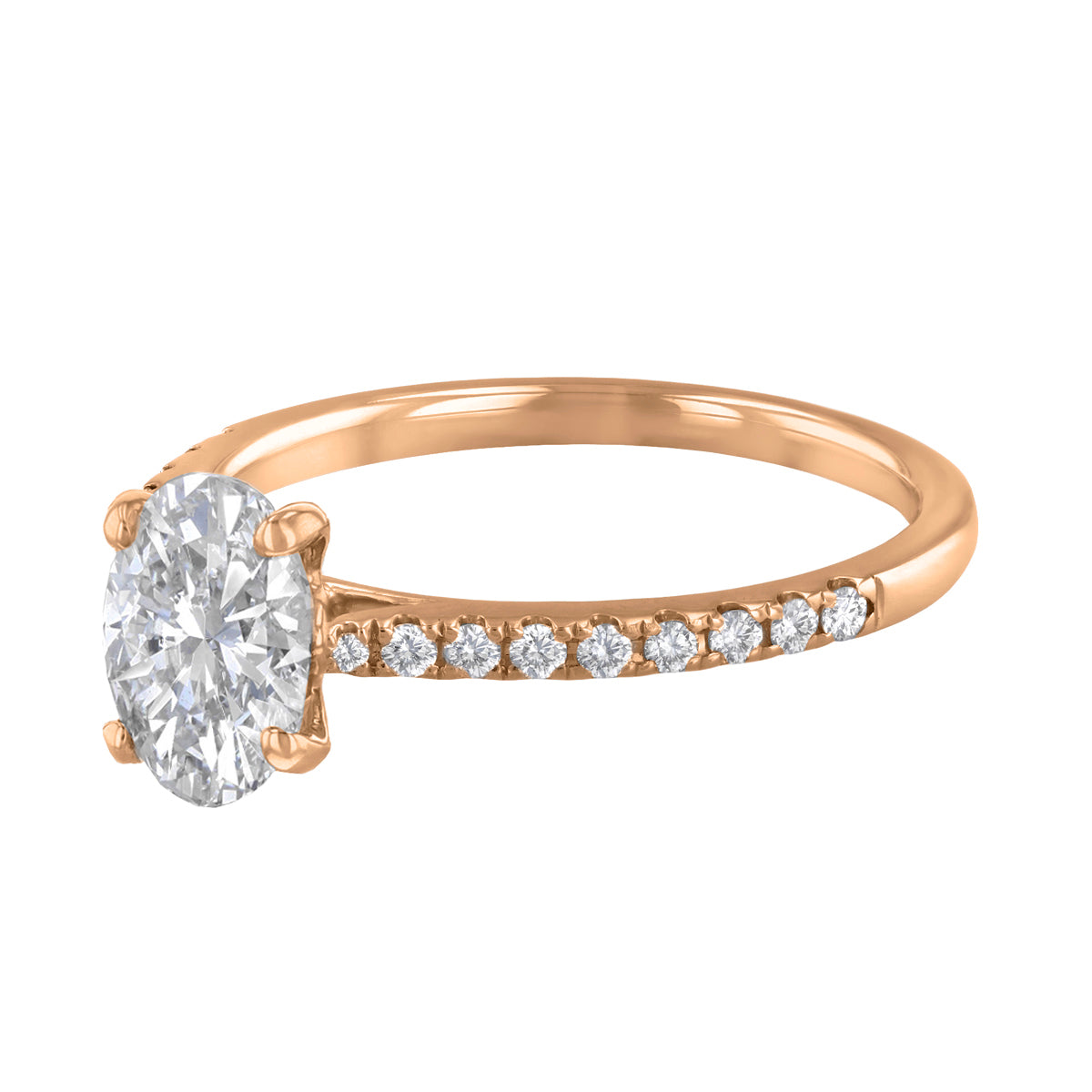 2.00ct Poppy Shoulder Set Oval Cut Diamond Solitaire Engagement Ring | 18ct Rose Gold