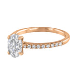 2.00ct Poppy Shoulder Set Oval Cut Diamond Solitaire Engagement Ring | 18ct Rose Gold