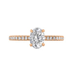 0.75ct Poppy Shoulder Set Oval Cut Diamond Solitaire Engagement Ring | 18ct Rose Gold