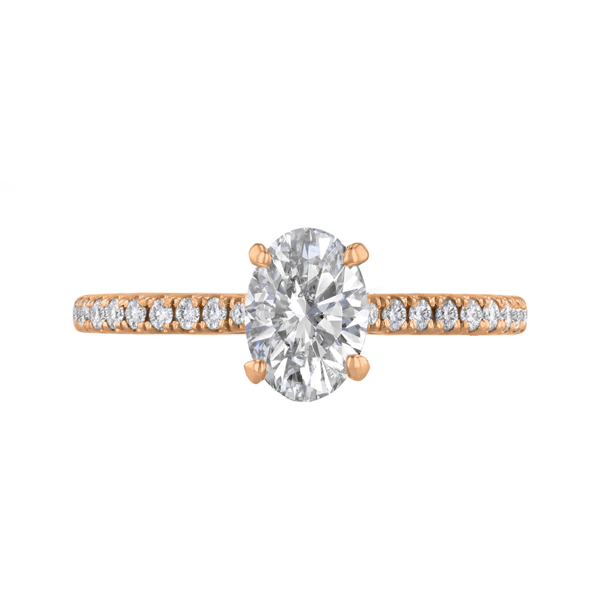 0.25ct Poppy Shoulder Set Oval Cut Diamond Solitaire Engagement Ring | 18ct Rose Gold