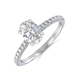 0.35ct Poppy Shoulder Set Oval Cut Diamond Solitaire Engagement Ring | 18ct White Gold