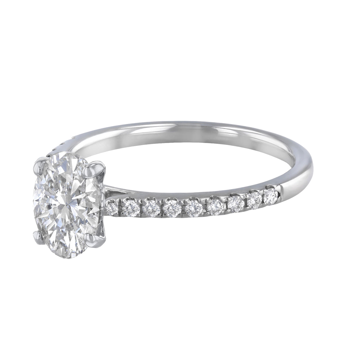 2.00ct Poppy Shoulder Set Oval Cut Diamond Solitaire Engagement Ring | 18ct White Gold