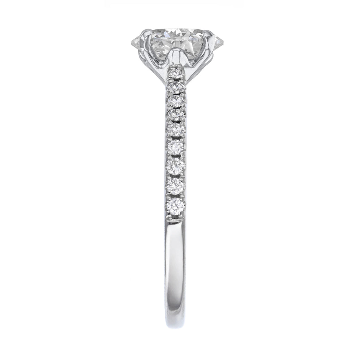 1.00ct Poppy Shoulder Set Oval Cut Diamond Solitaire Engagement Ring | Platinum