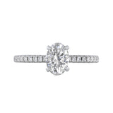 1.00ct Poppy Shoulder Set Oval Cut Diamond Solitaire Engagement Ring | 18ct White Gold