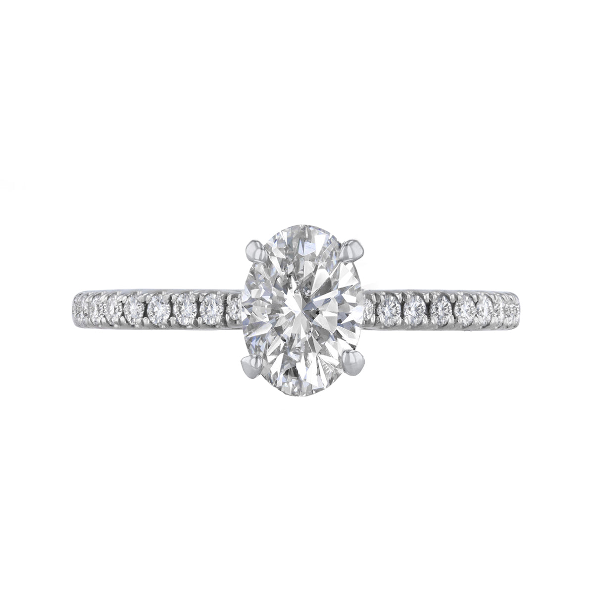 1.00ct Poppy Shoulder Set Oval Cut Diamond Solitaire Engagement Ring | Platinum