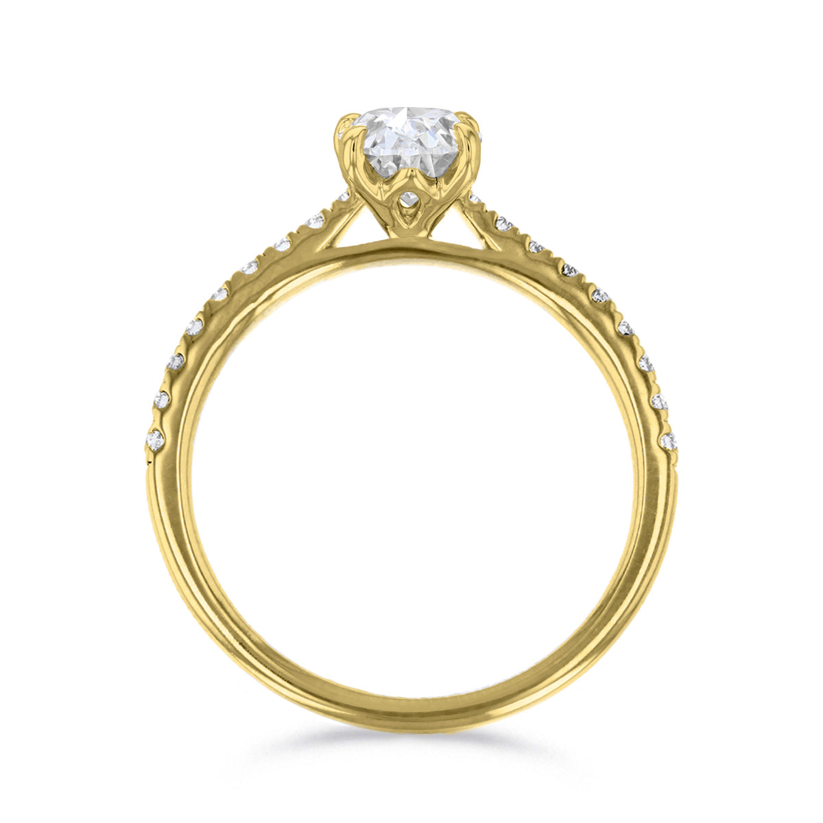 1.20ct Poppy Shoulder Set Oval Cut Diamond Solitaire Engagement Ring | 18ct Yellow Gold