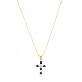 Diamond and Sapphire Cross Necklace (Chain Not Included) | Pre-Loved | 9K Yellow Gold