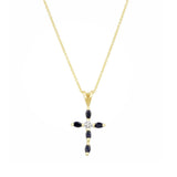 Diamond and Sapphire Cross Necklace (Chain Not Included) | Pre-Loved | 9K Yellow Gold