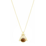 Blood Stone & Tiger's Eye Double Sided Fob Necklace (Chain Not Included) | Pre-Loved | 9K Yellow Gold