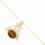 Blood Stone & Tiger's Eye Double Sided Fob Necklace (Chain Not Included) | Pre-Loved | 9K Yellow Gold