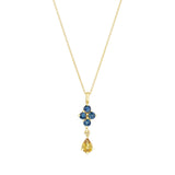 Sapphire and Citrine Drop Necklace (Chain Not Included) | Pre-Loved | 9K Yellow Gold