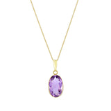 Oval Amethyst Bezel Set Necklace (Chain Not Included) | Pre-Loved | 9K Yellow Gold