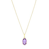 Oval Amethyst Bezel Set Necklace (Chain Not Included) | Pre-Loved | 9K Yellow Gold