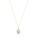 Oval Blue Topaz Bezel Set Necklace (Chain Not Included) | Pre-loved | 9K Yellow Gold