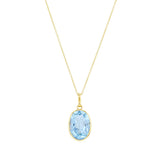 Oval Blue Topaz Bezel Set Necklace (Chain Not Included) | Pre-loved | 9K Yellow Gold