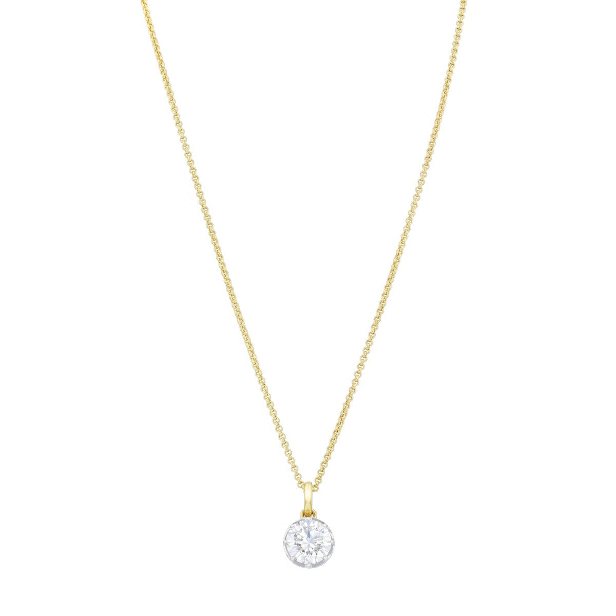 Everyday Diamond Georgian 3.00ct Brilliant Cut Solitaire Necklace | 9K Yellow Gold
