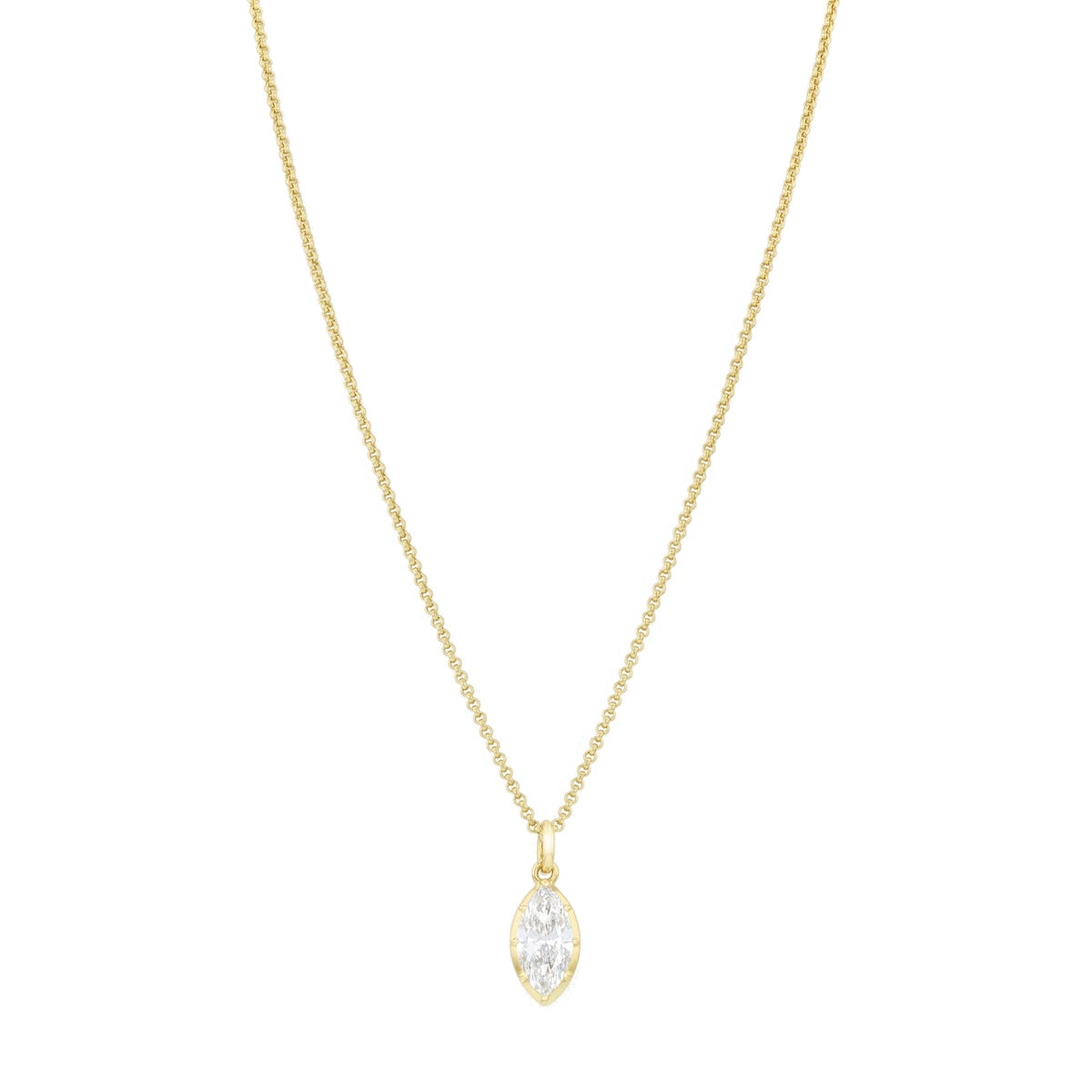 Everyday Diamonds 1.90ct Marquise Cut Lab-Grown Solitaire Necklace | 14K Yellow Gold