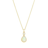 Personalised Birthstone Pear Cut Gemstone & Diamond Rubover Necklace