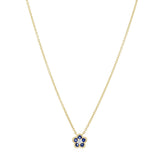 Bijou Collection Sapphire and Diamond Flower Necklace | 9K Yellow Gold
