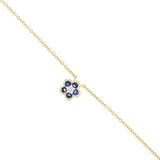 Bijou Collection Sapphire and Diamond Flower Necklace | 9K Yellow Gold