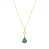 Bijou Collection 0.57ct Pear Cut Emerald Georgian Style Necklace | 9K Yellow Gold