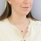 Personalised Birthstone Emerald Cut Gemstone Bezel Set Necklace | 9K Yellow Gold