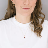 Personalised Birthstone Pear Cut Gemstone & Diamond Rubover Necklace