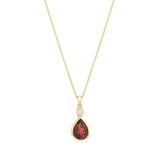 Personalised Birthstone Pear Cut Gemstone & Diamond Rubover Necklace