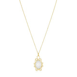 Oval Opal & Scroll Detail Necklace (Chain Not Included)| Pre-Loved | 9K Yellow Gold