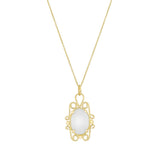 Oval Opal & Scroll Detail Necklace (Chain Not Included)| Pre-Loved | 9K Yellow Gold