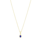 Sapphire and Diamond Bezel Set Necklace | Pre-Loved | 9K Yellow Gold