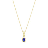 Sapphire and Diamond Bezel Set Necklace | Pre-Loved | 9K Yellow Gold